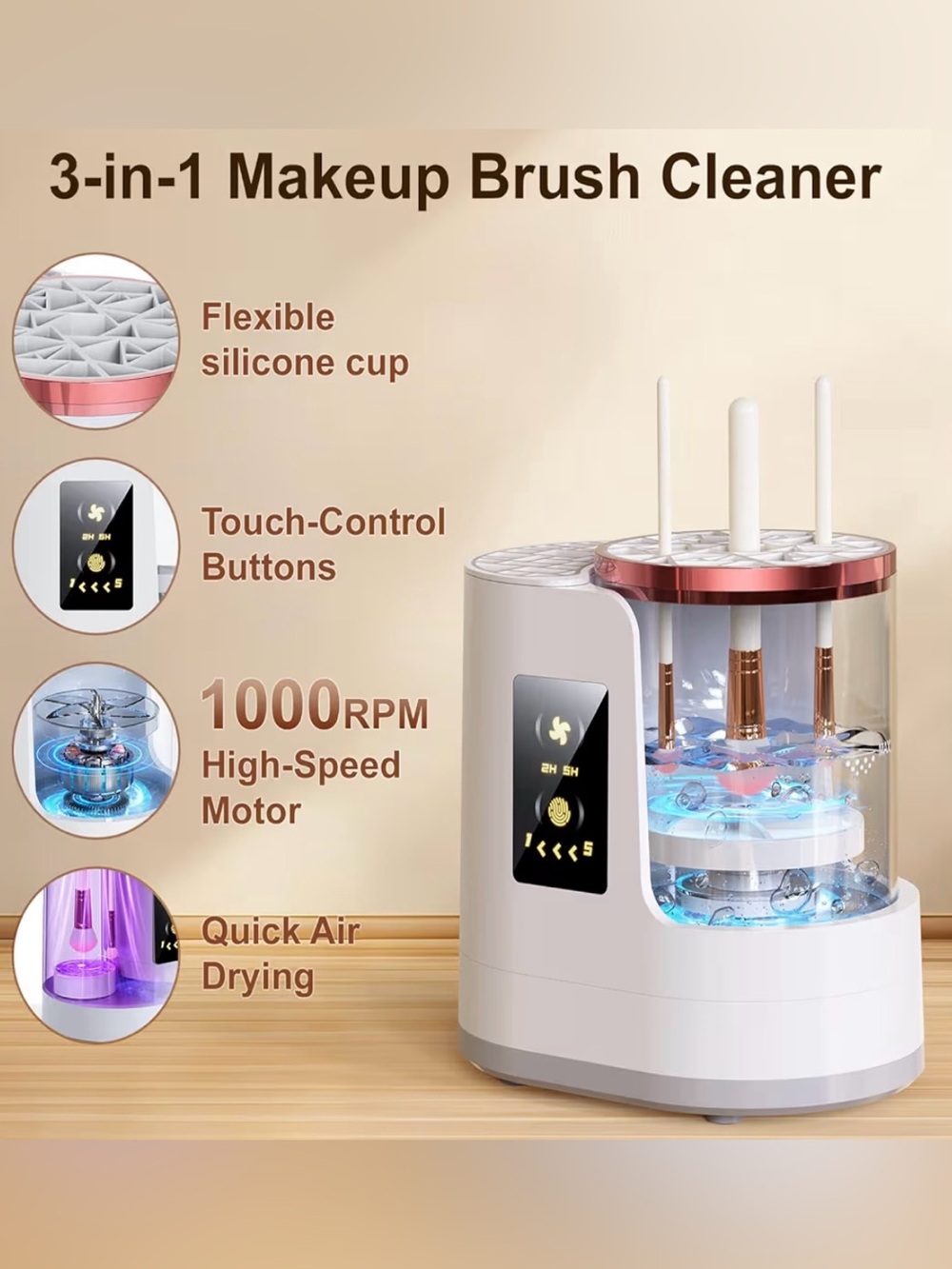 Electric Makeup Brush Cleaner 3-in-1 - Picture 2 of 7